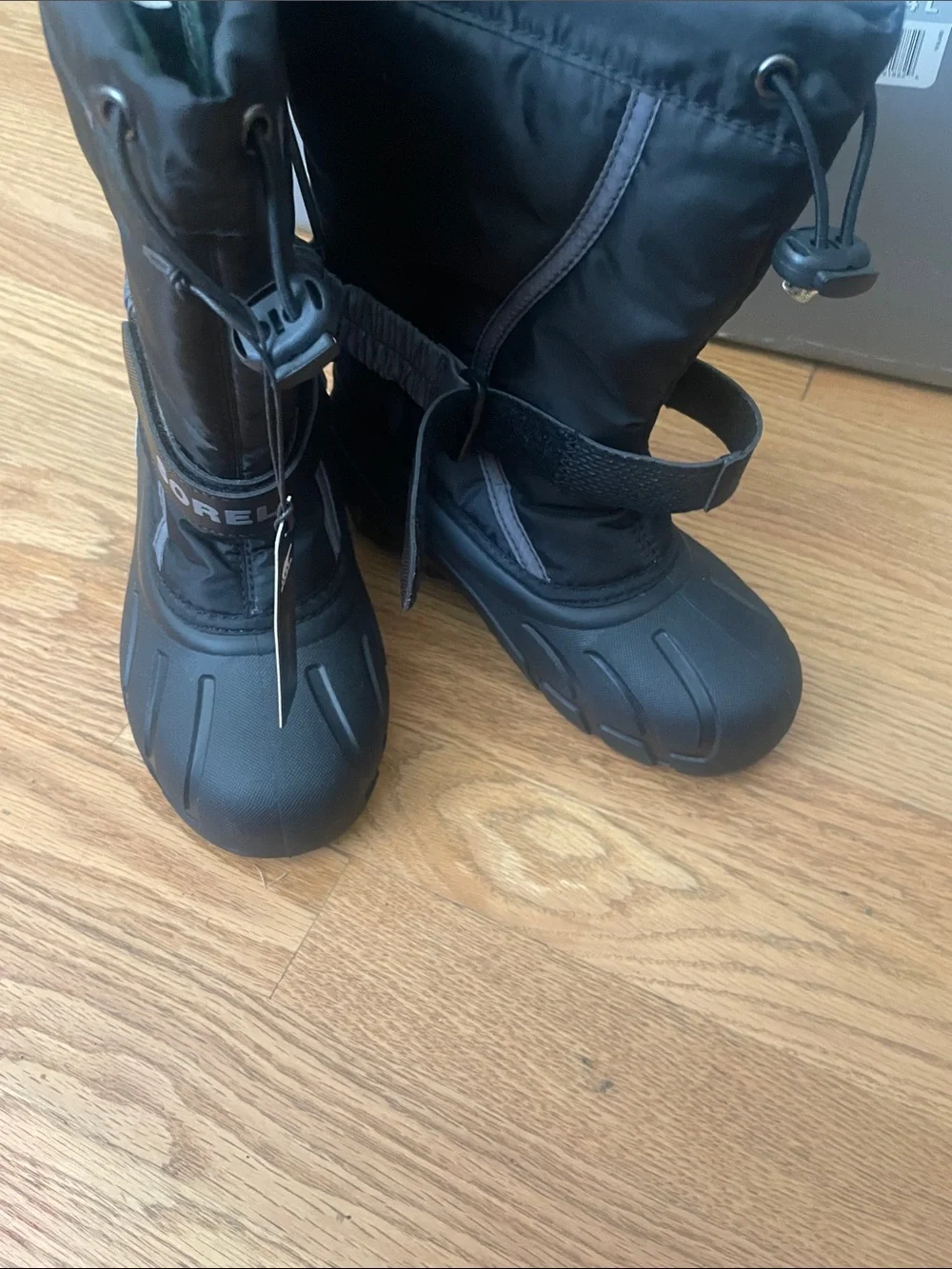 SOREL Kids Black Winter Boots with Gray Trim